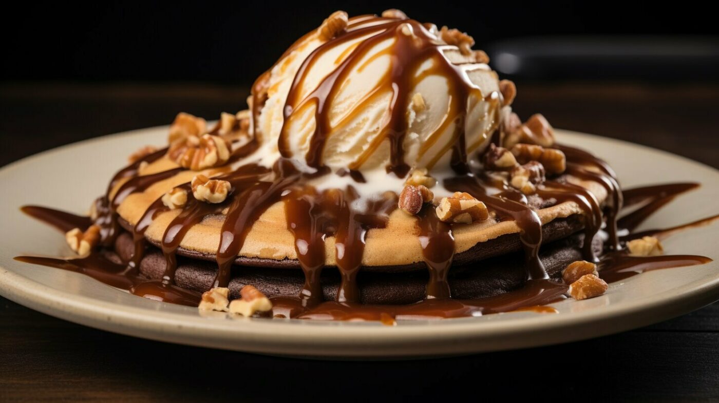 焦糖布朗尼冰淇淋鬆餅