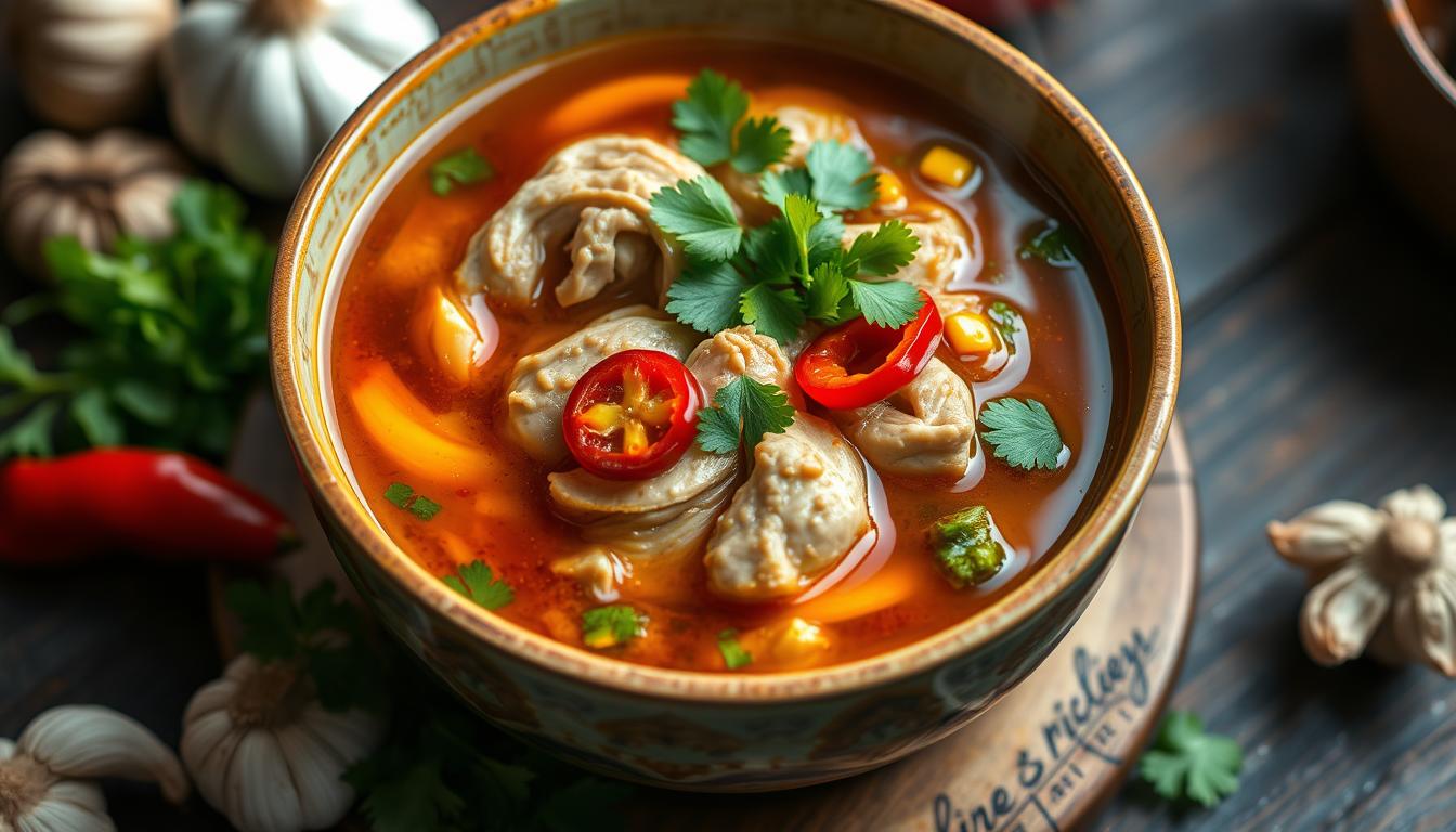 剝皮辣椒雞腿湯